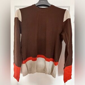 Ferragamo Men's Brown and Red Sweater